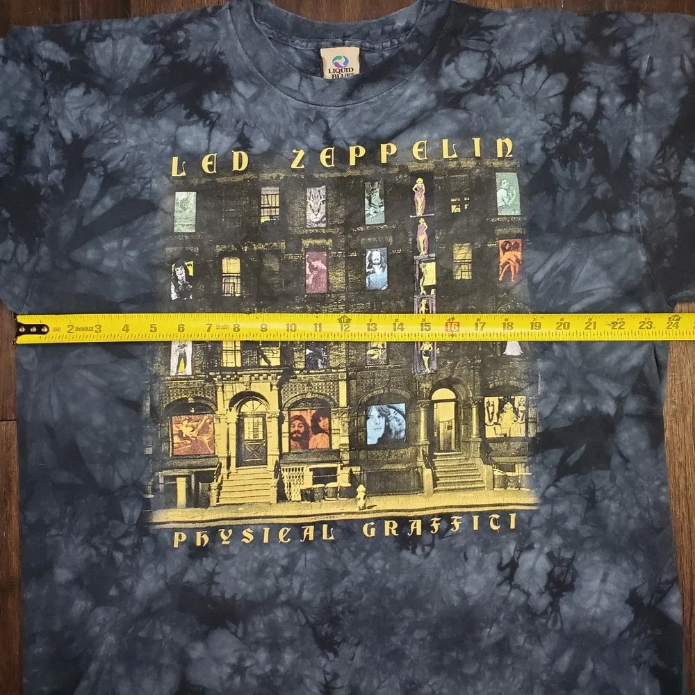Led Zeppelin Physical Graffiti XL Single Stitch Liquid Blue Tie Dye Y2k 90s Tee